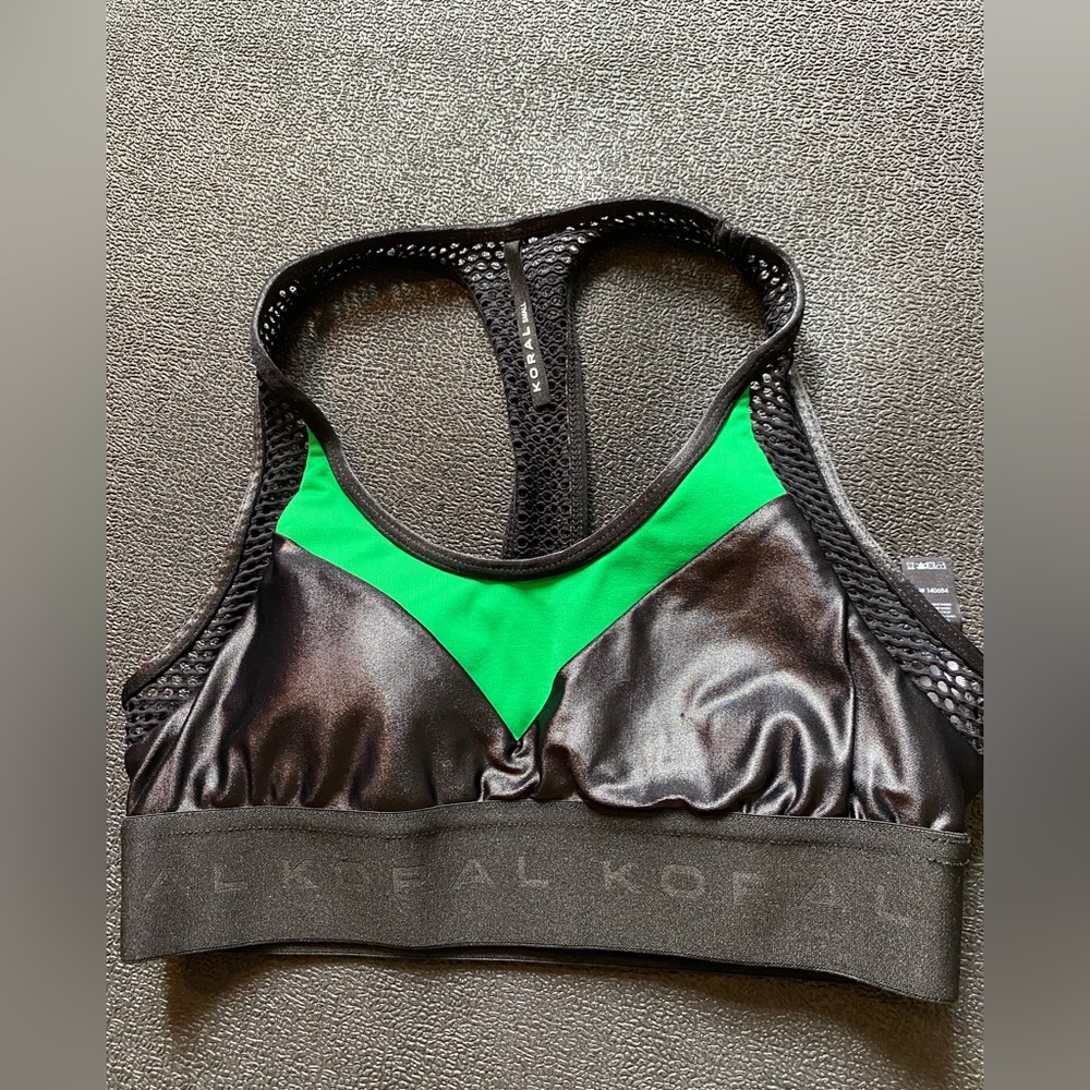 Koral emblem infinity sports bra - green and black shine